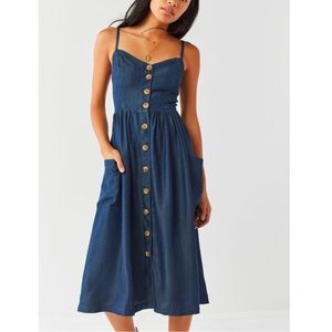 UO Emilia Chambray Button-down Midi Dress